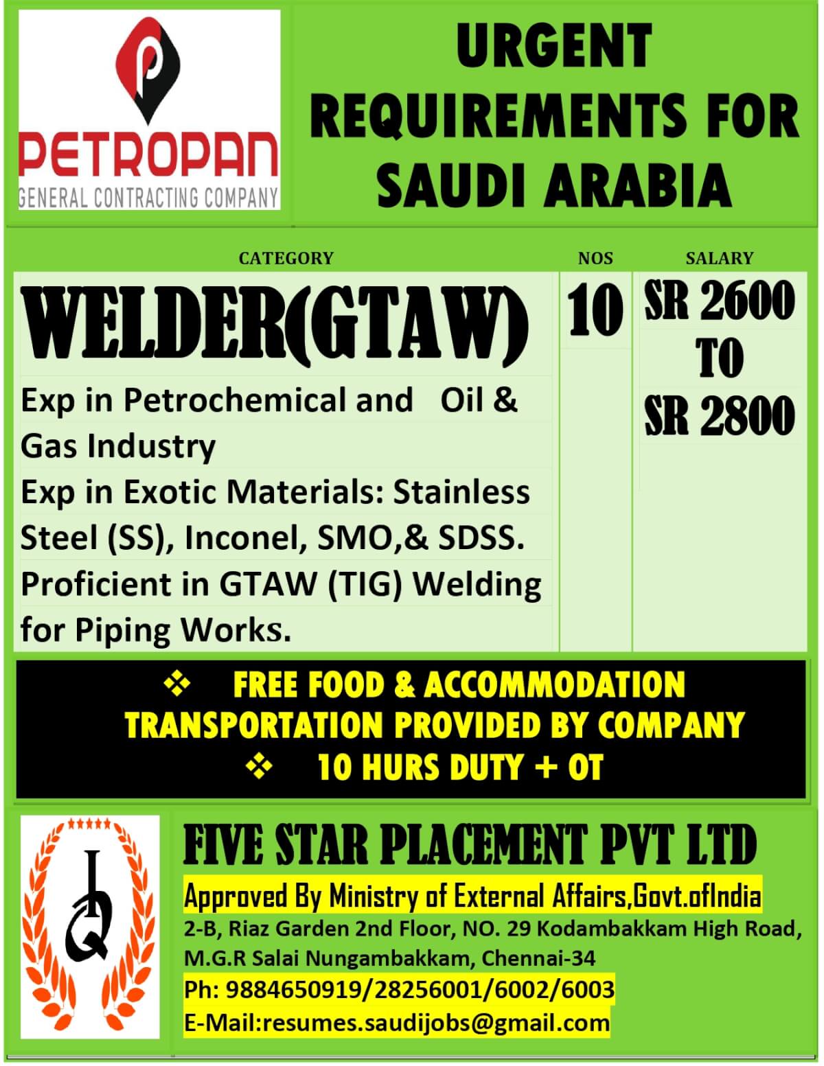 URGENT REQUIREMENT FOR SAUDI ARABIA URGENT REQUIREMENT FOR SAUDI ARABIA