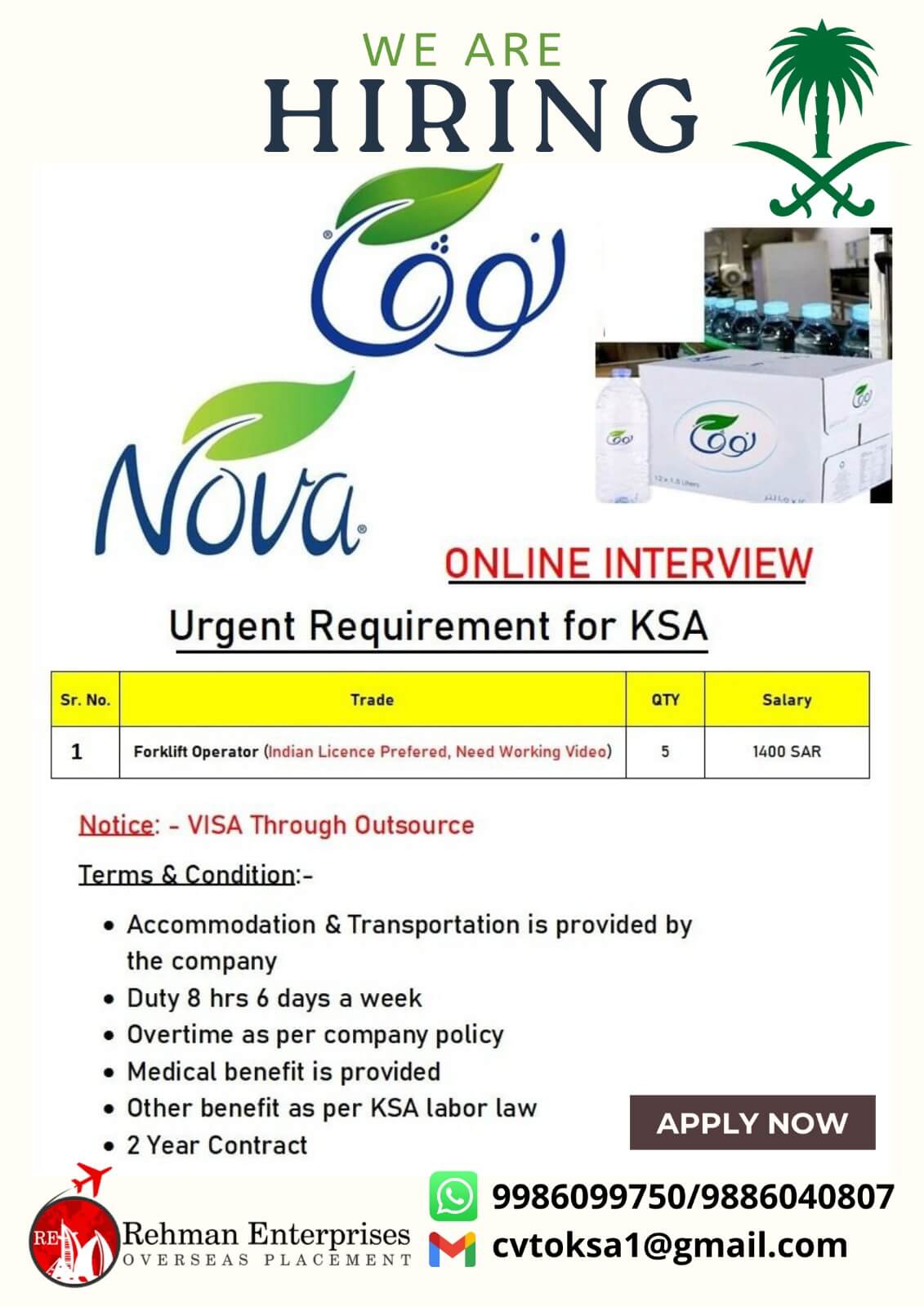 REQUIREMENT FOR SAUDI ARABIA-ONLINE INTERVIEW