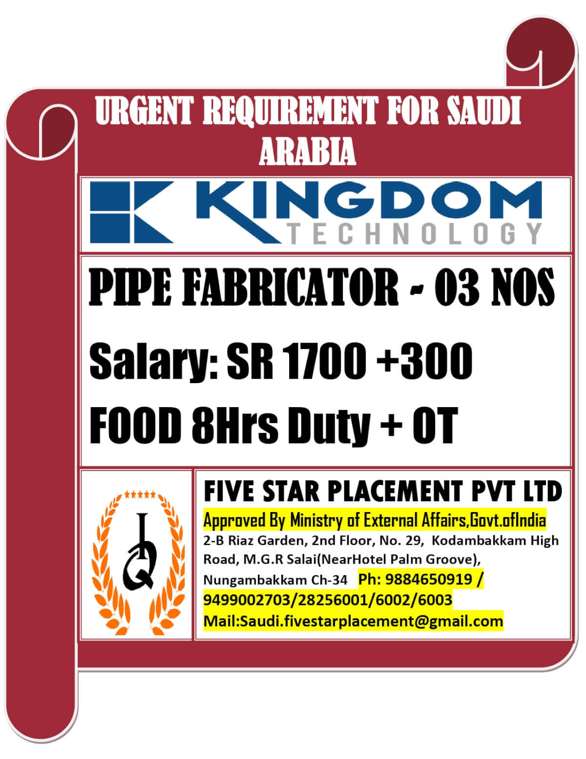 URGENT REQUIREMENT FOR SAUDI ARABIA URGENT REQUIREMENT FOR SAUDI ARABIA