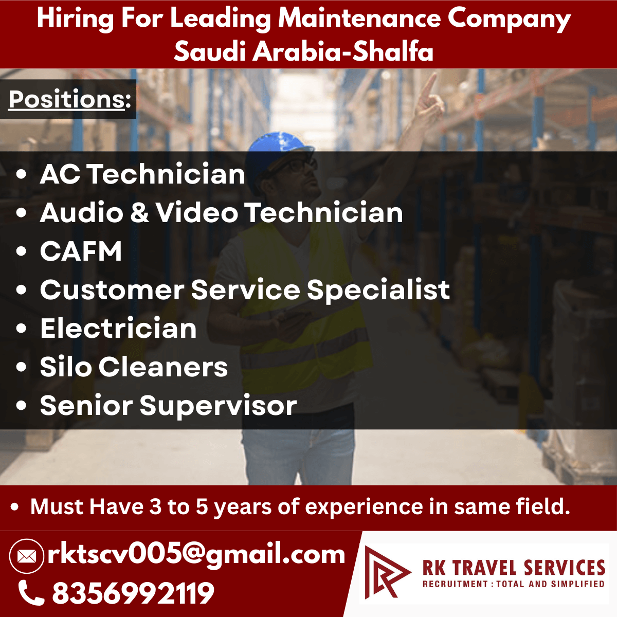 Hiring For Leading Maintenance Company Saudi Arabia-Shalfa Hiring For Leading Maintenance Company Saudi Arabia-Shalfa