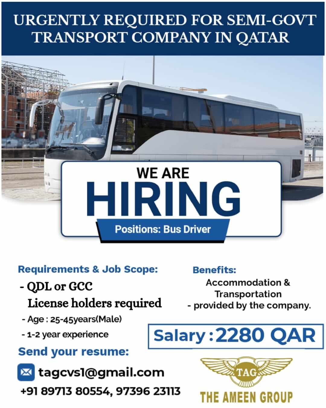Urgently Required – Bus Driver (Mowasalat) – Qatar Urgently Required – Bus Driver (Mowasalat) – Qatar
