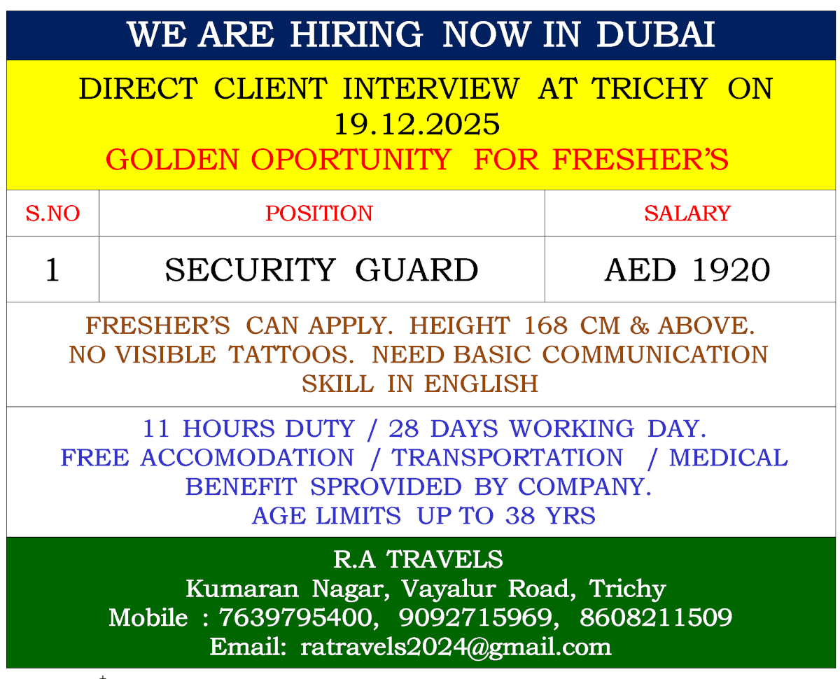 WE ARE HIRING NOW IN DUBAI
