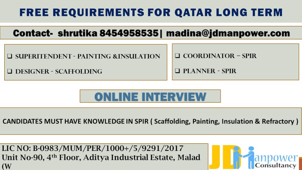 FREE REQUIRMENT FOR QATAR LONG TERM (ONLINE)