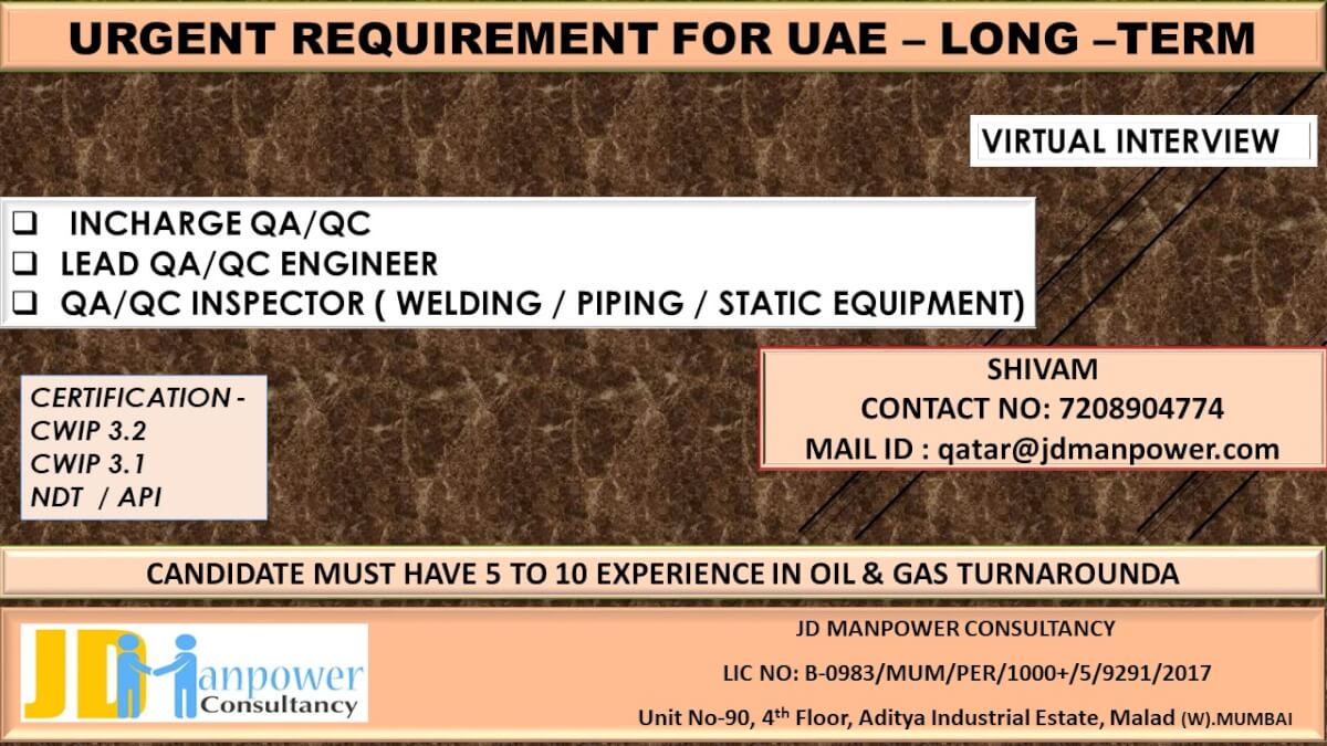 URGENT REQUIREMENt FOR UAE – LONG –TERM