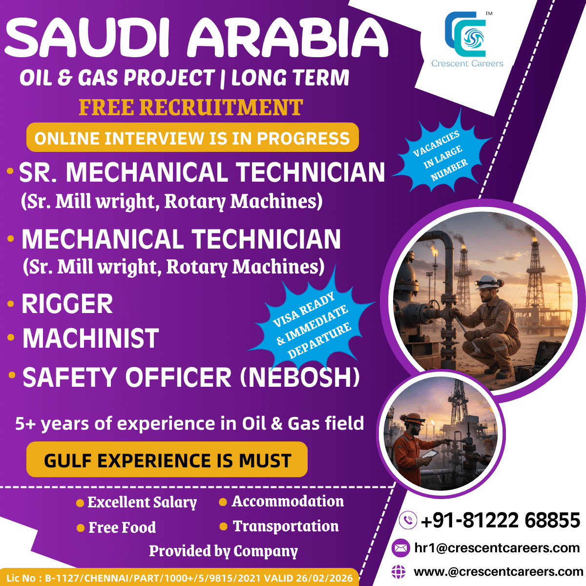 FREE RECRUITMENT - SAFETY OFFICER / RIGGER