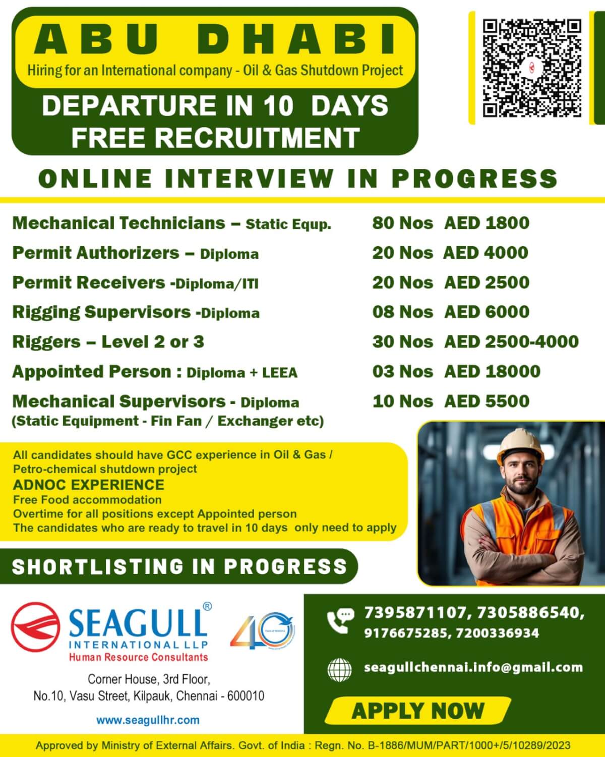 REQUIREMENT FOR OIL & GAS PROJECT FOR ADNOC ABU DHABI - UAE