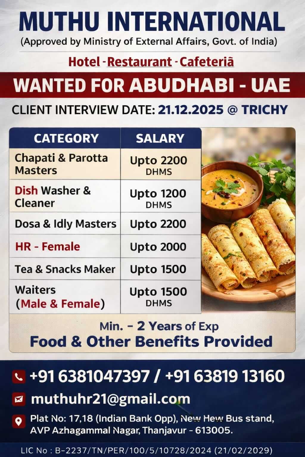 WANTED FOR ABUDHABI-UAE