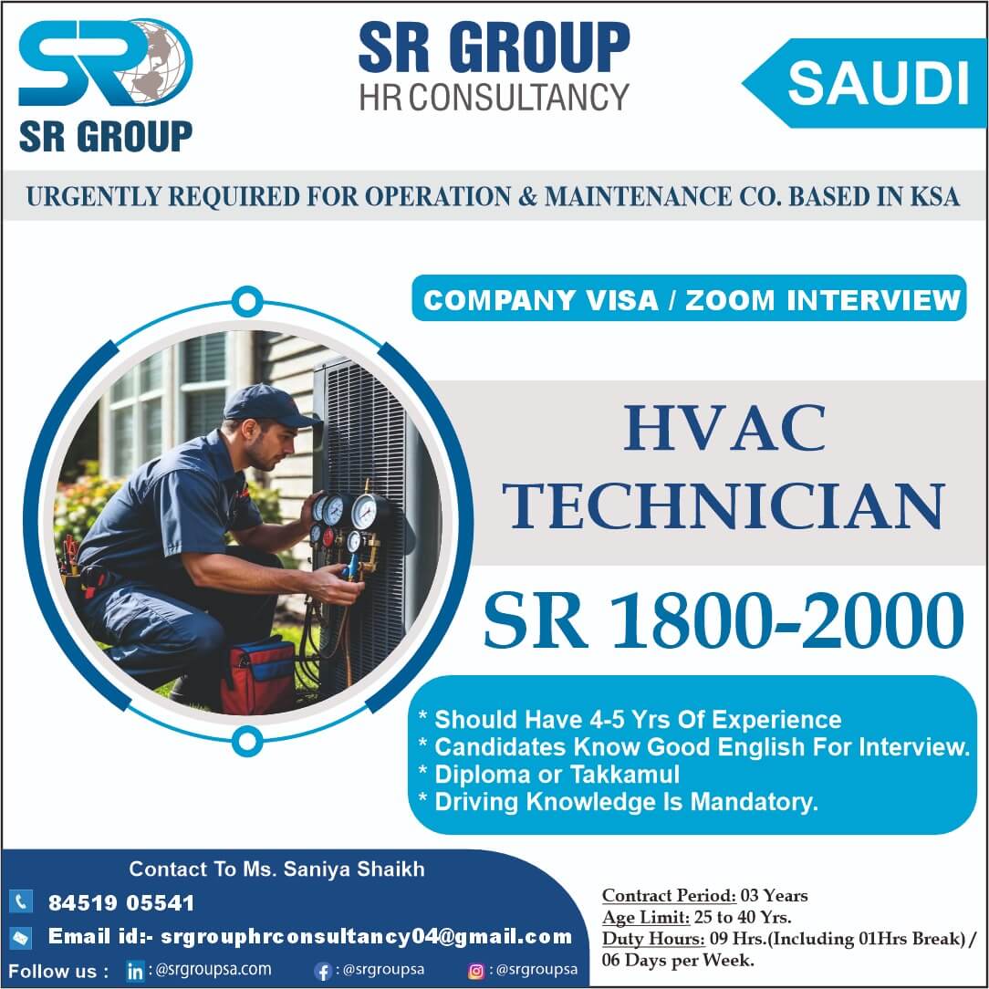 URGENTLY REQUIRED FOR SAUDI ARABIA.