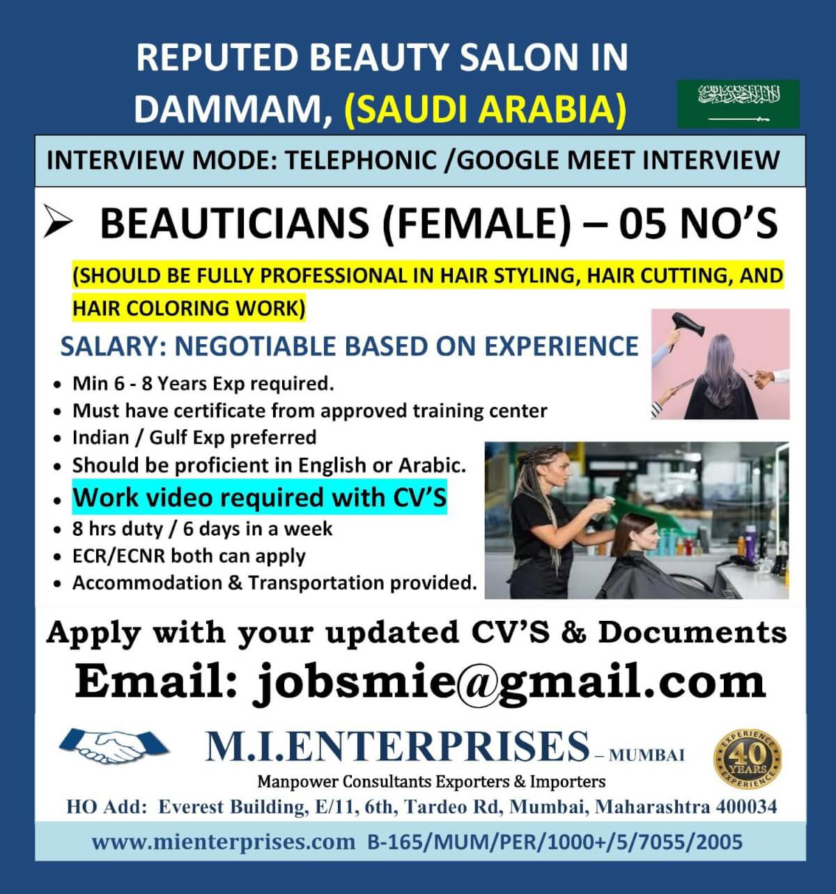 REPUTED BEAUTY SALON IN DAMMAM, (SAUDI ARABIA)
