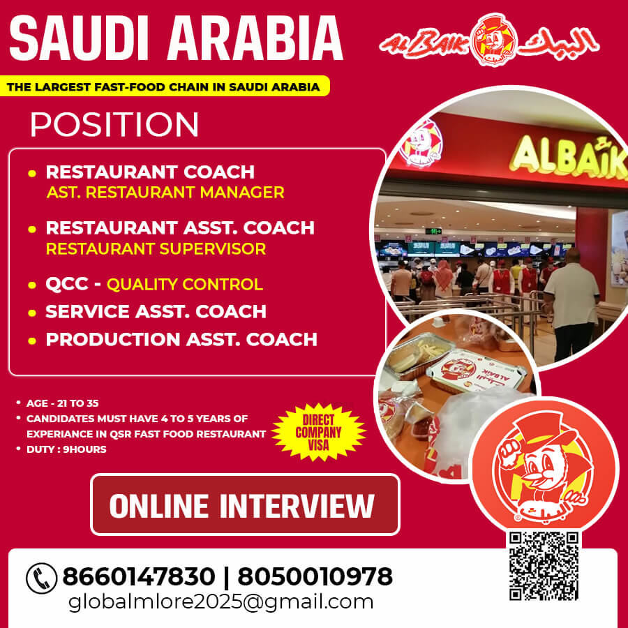 HIRING FOR ALBAIK RESTAURANT SAUDI ARABIA HIRING FOR ALBAIK RESTAURANT SAUDI ARABIA