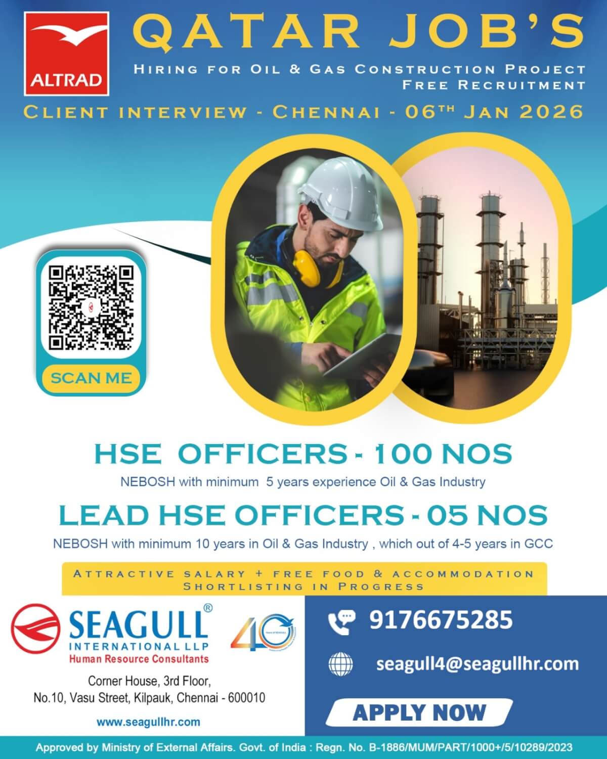 FREE & VERY URGENT REQUIREMENTS FOR QATAR FOR LONG TIME PROJECT CLIENT INTERVIEW ON 06-01-2026