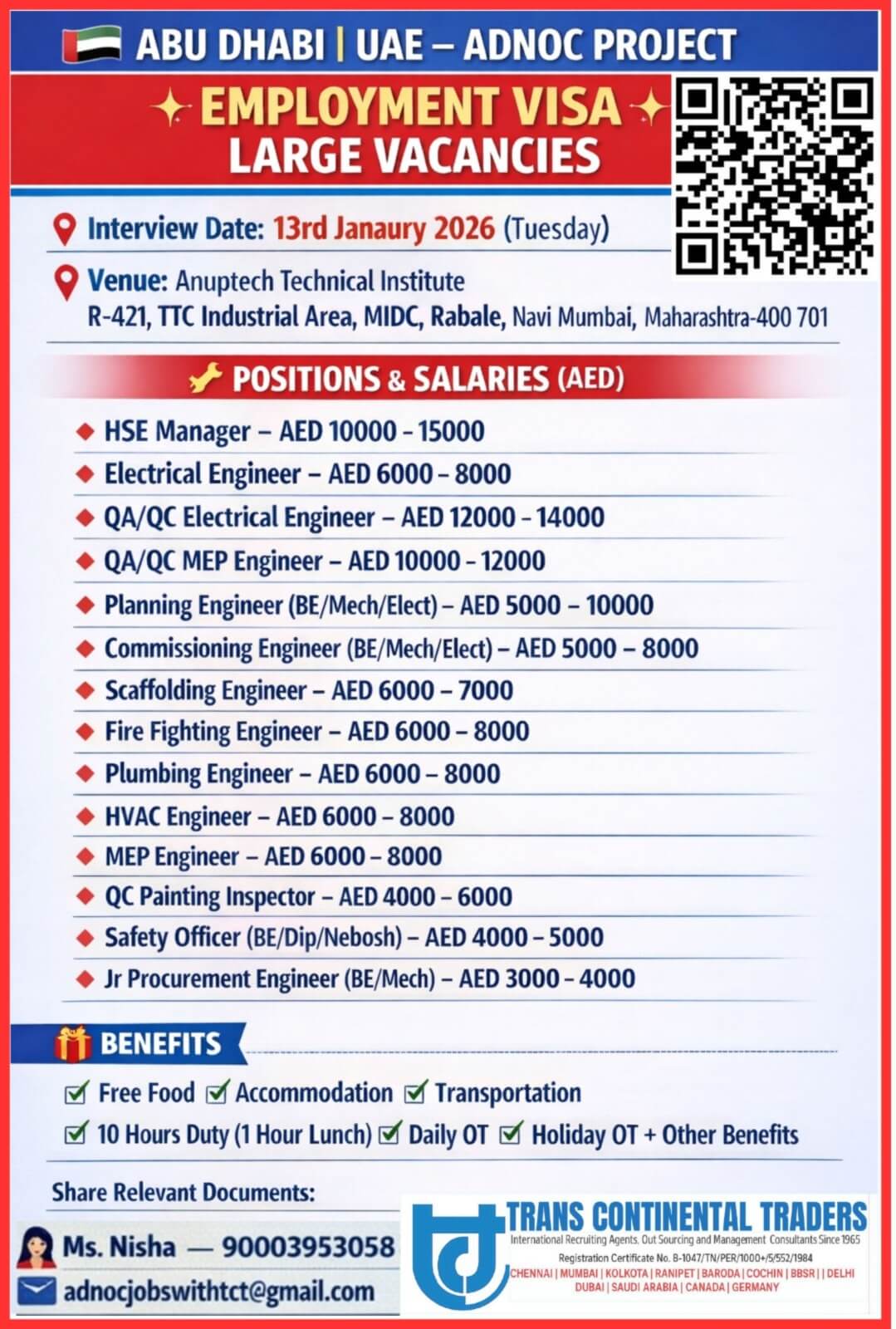 HIRING FOR ADNOC PROJECT-ABU DHABI
