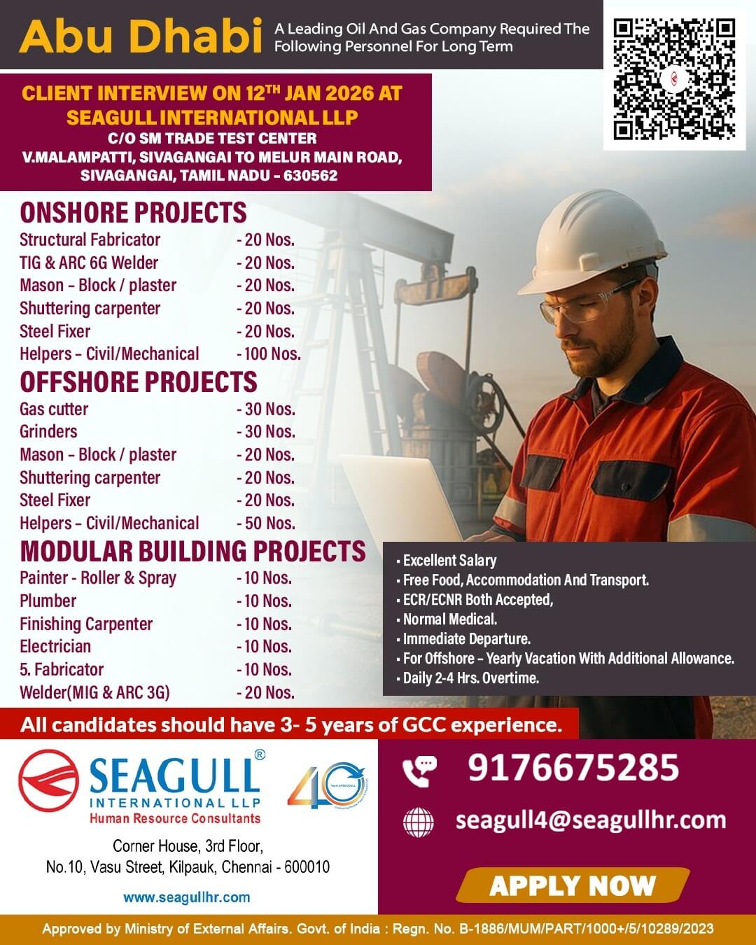 VERY URGENT REQUIREMENT FOR OIL & GAS & BUILDING PROJECT FOR ABU DHABI - UAE