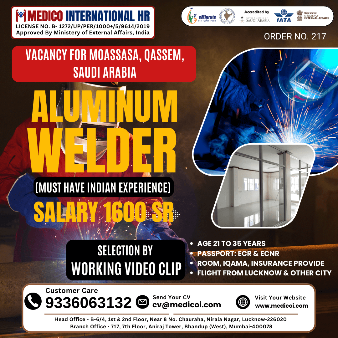 Aluminium Welder (Indian Exp.) Aluminium Welder (Indian Exp.)