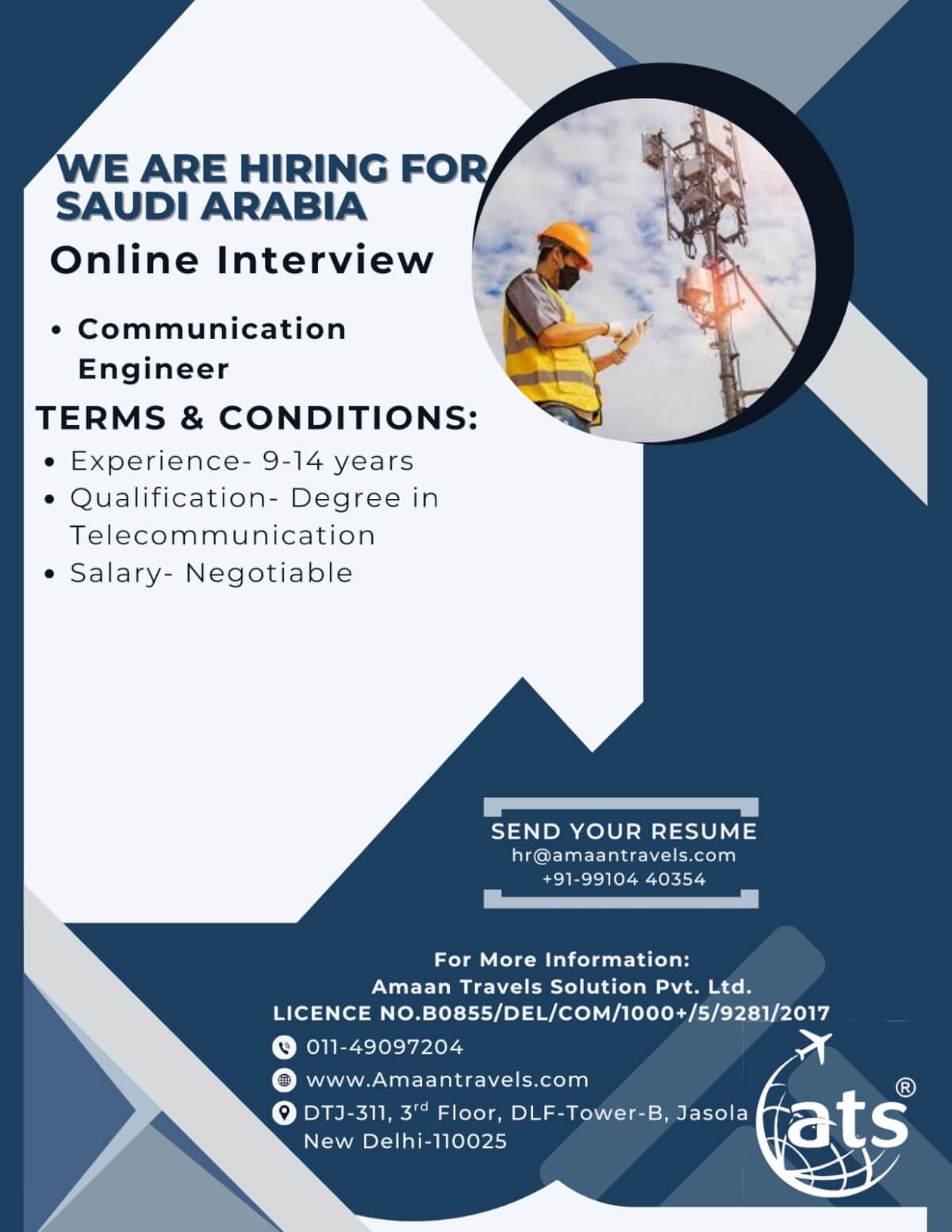 Hiring for A Reputed Company in Saudi Arabia ( Communication Engineer)