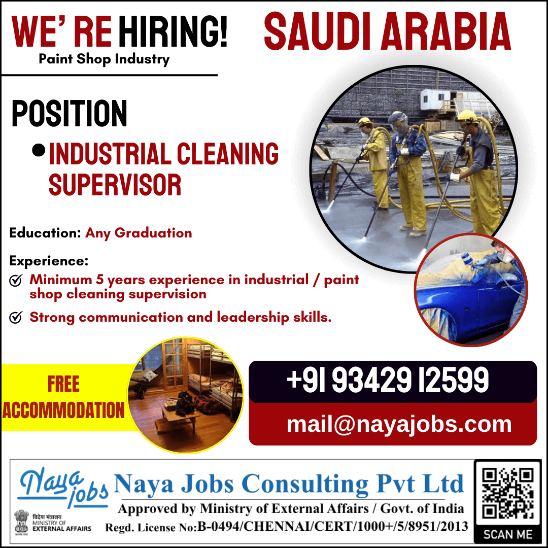 Urgent Recruitment for Industrial Cleaning supervisor