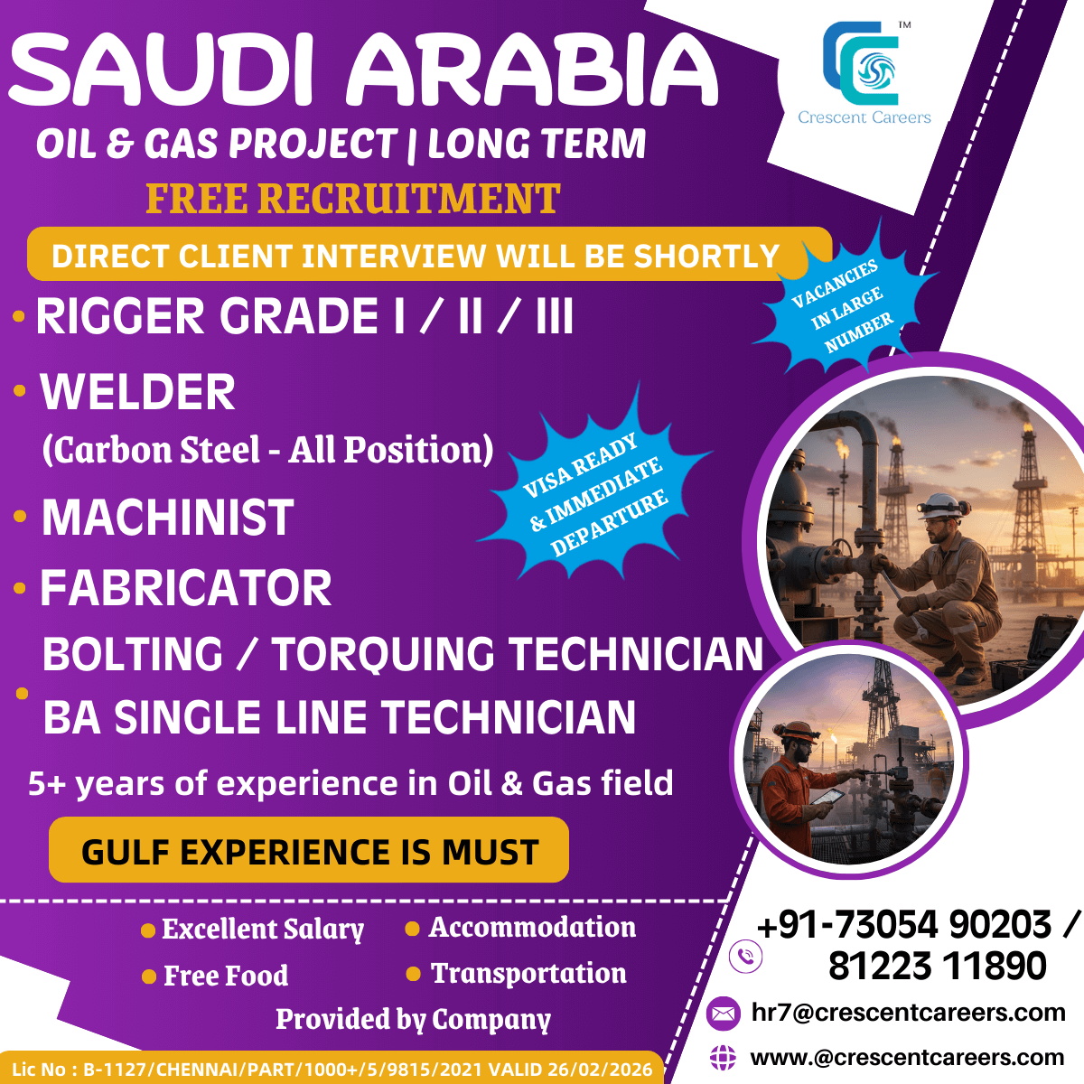 FREE RECRUITMENT - WELDER / MACHINIST / FABRICATOR