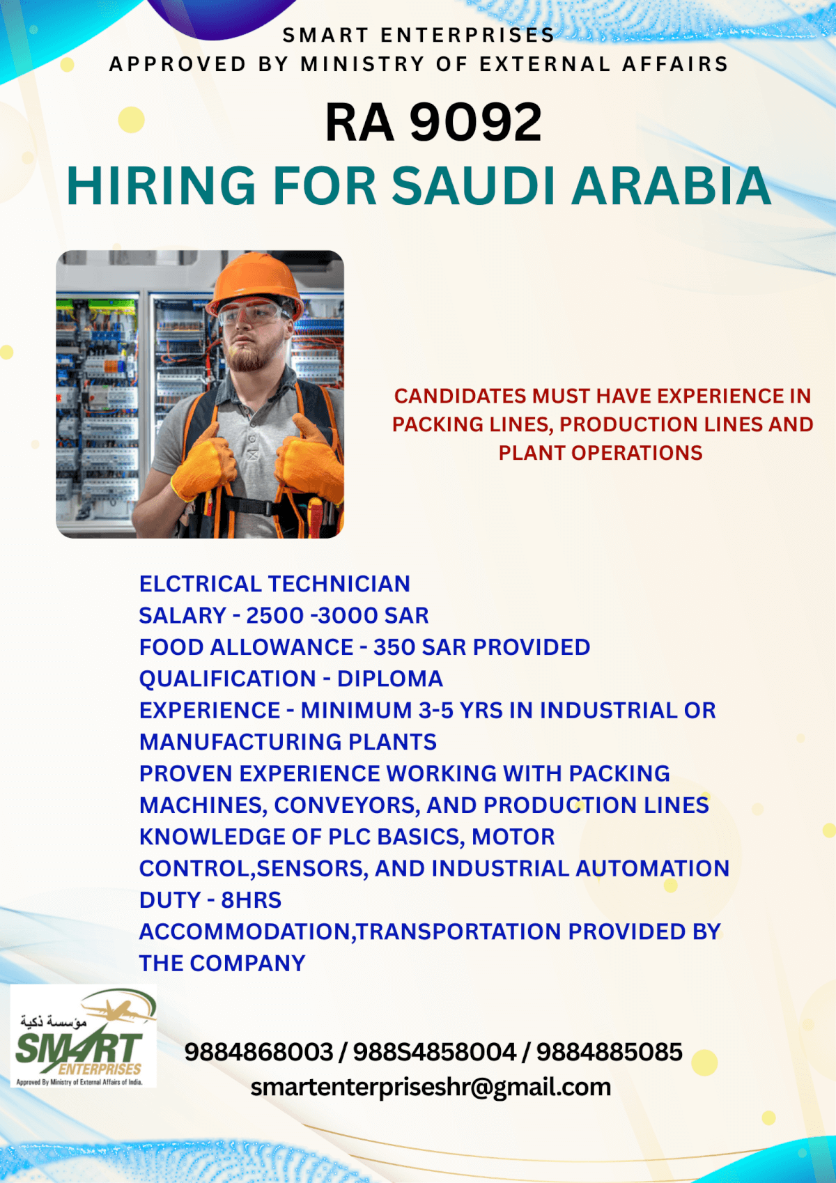 HIRING FOR SAUDI ARABIA