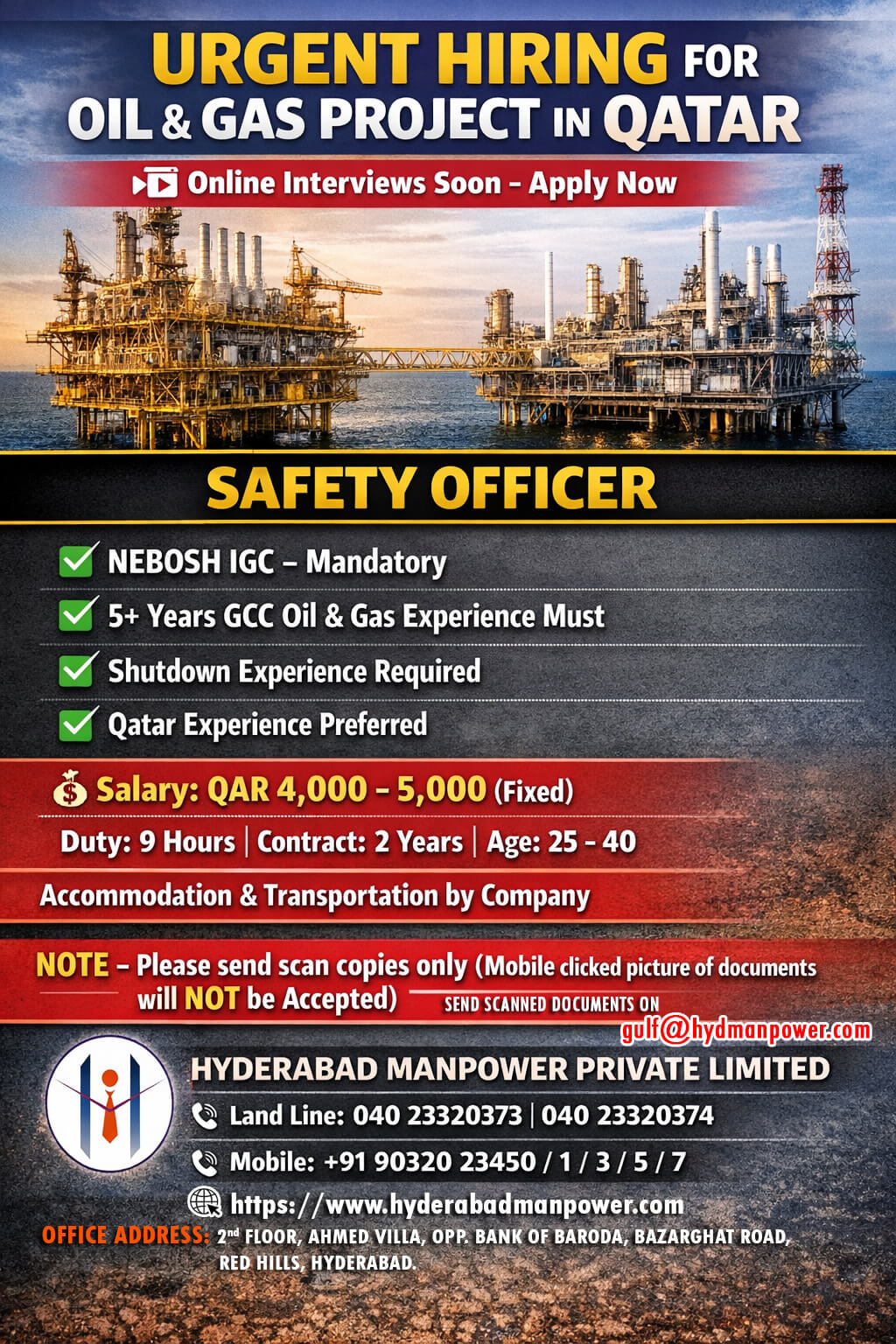 Hiring for Oil & Gas Project - Qatar Hiring for Oil & Gas Project - Qatar