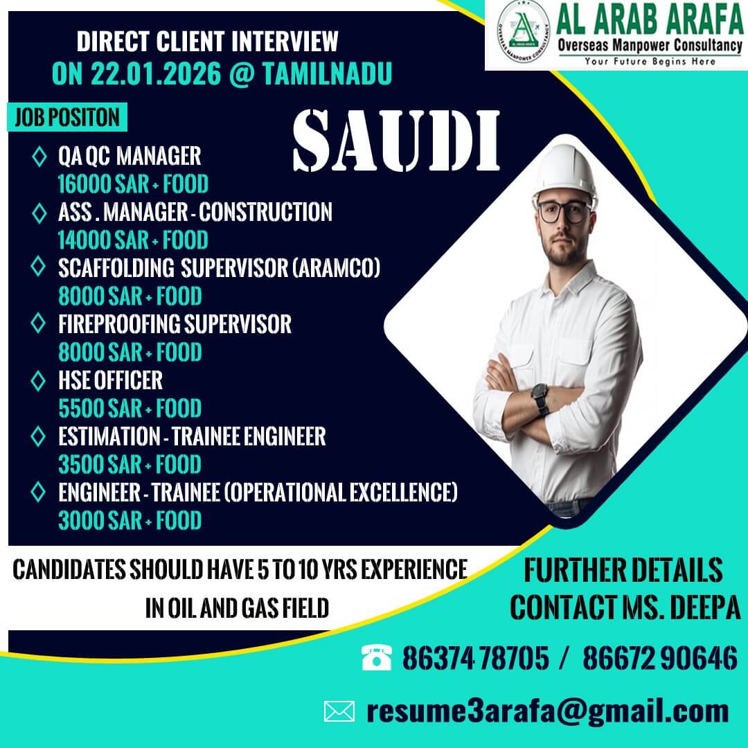 DIRECT CLIENT INTERVIEW ON 22.01.2026 @ TAMILNADU