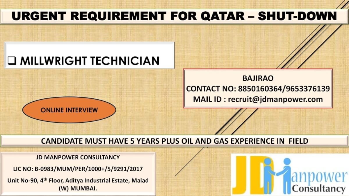 URGENT REQUIREMENT FOR QATAR SHUTDOWN (ONLINE INTERVIEW)