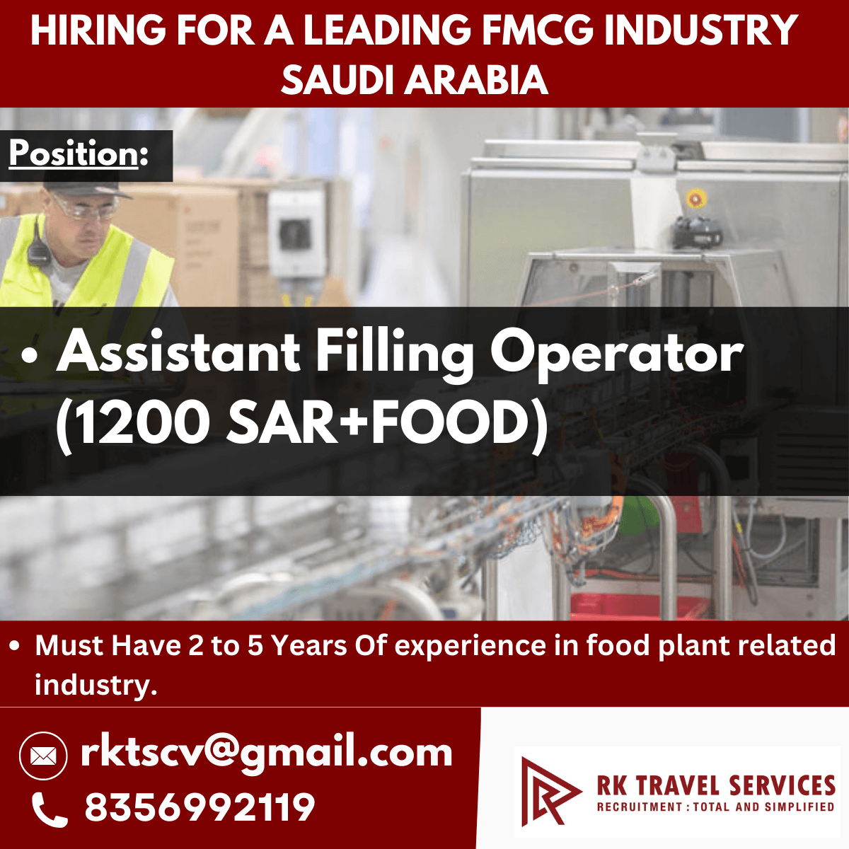 HIRING FOR A LEADING FMCG INDUSTRY SAUDI ARABIA HIRING FOR A LEADING FMCG INDUSTRY SAUDI ARABIA