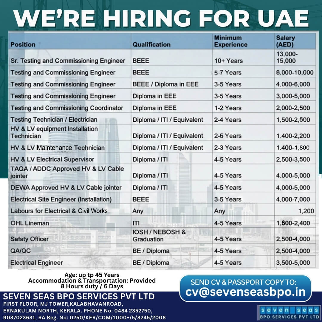 URGENT VACANCY IN UAE
