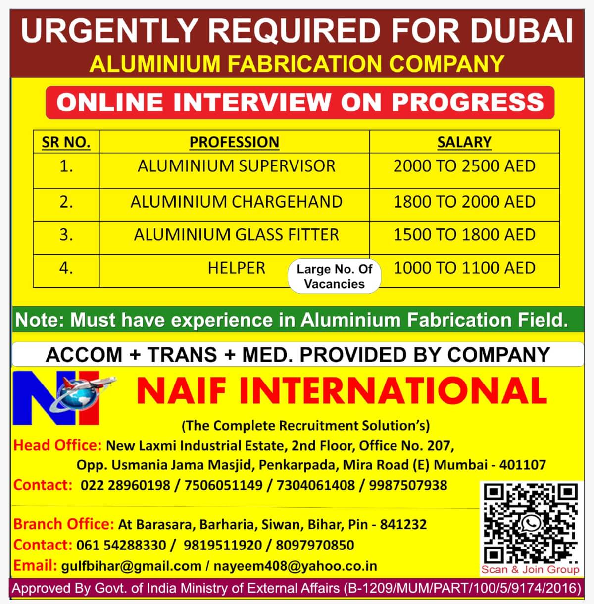 URGENTLY REQUIRED FOR DUBAI