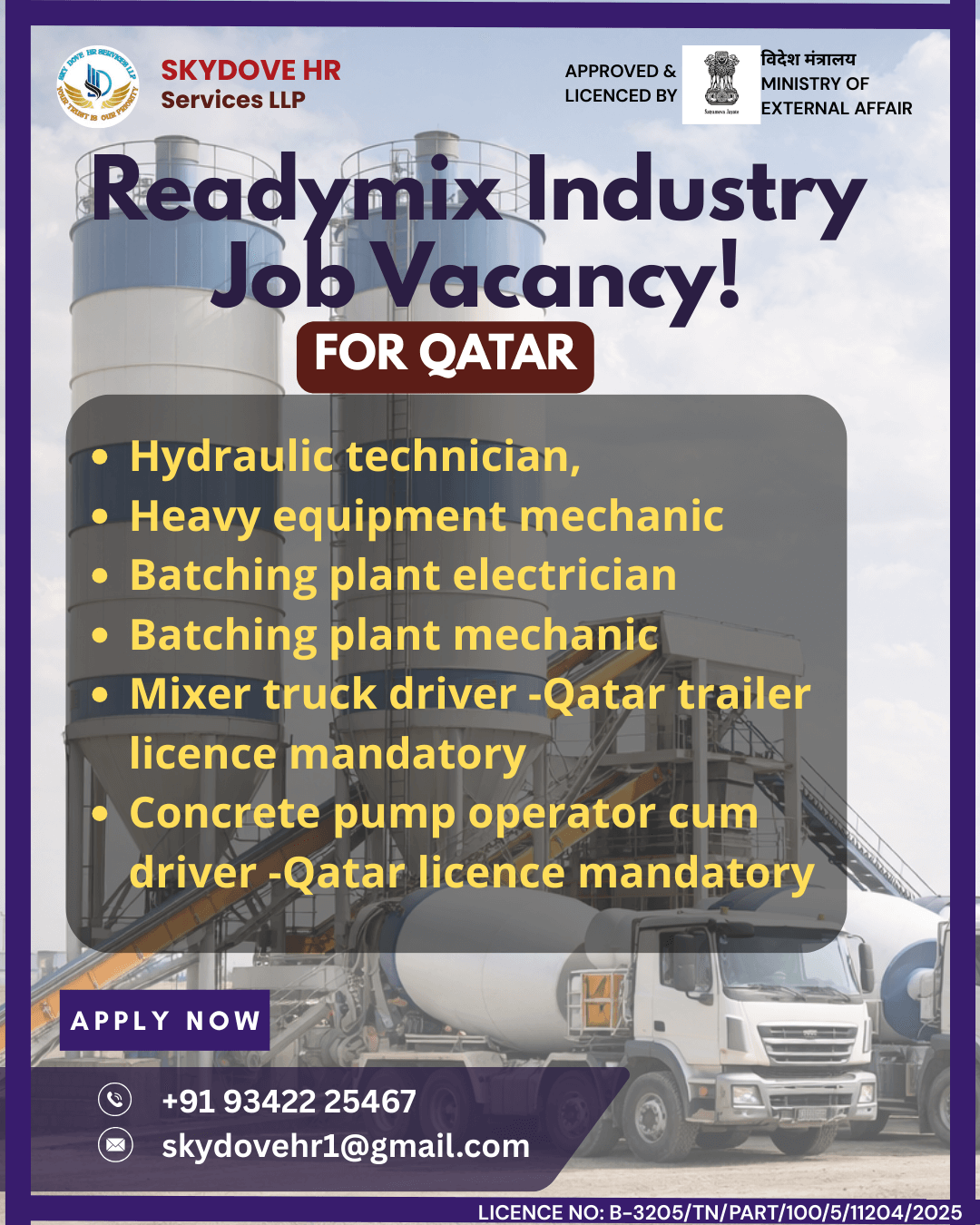 JOB VACANCY IN READYMIX INDUSTRY - QATAR!!!