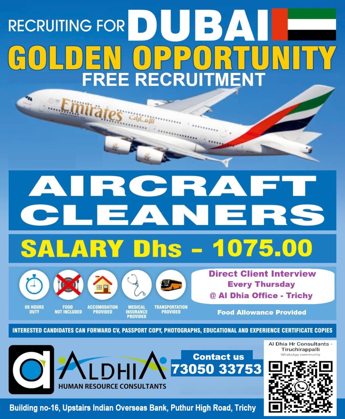 Golden Job Opportunity in an UAE Airport. Aircraft Cleaners Golden Job Opportunity in an UAE Airport. Aircraft Cleaners