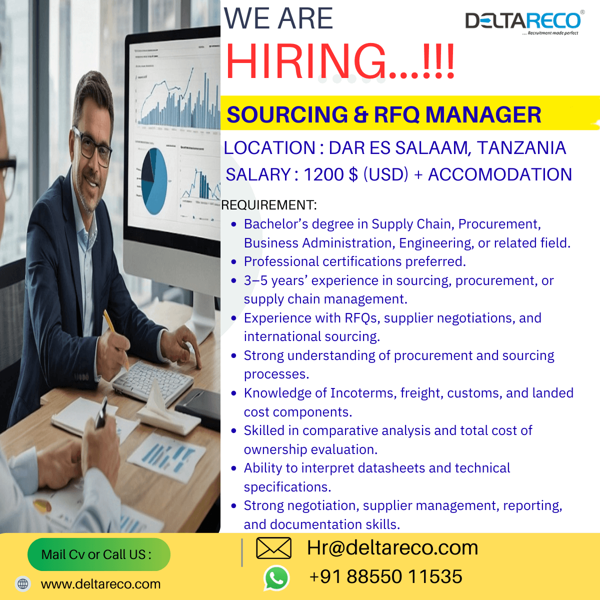 Hiring Sourcing and Request for Quotation RFQ Manager for Tanzania with good Salary Hiring Sourcing and Request for Quotation RFQ Manager for Tanzania with good Salary