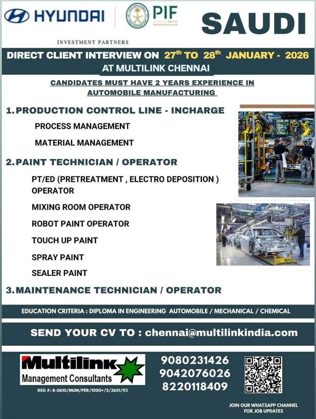 Production control / paint technician / maintenance