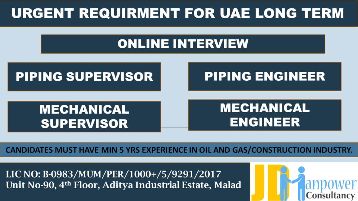 URGENT REQUIRMENT FOR UAE LONG TERM - ONLINE INTERVIEW