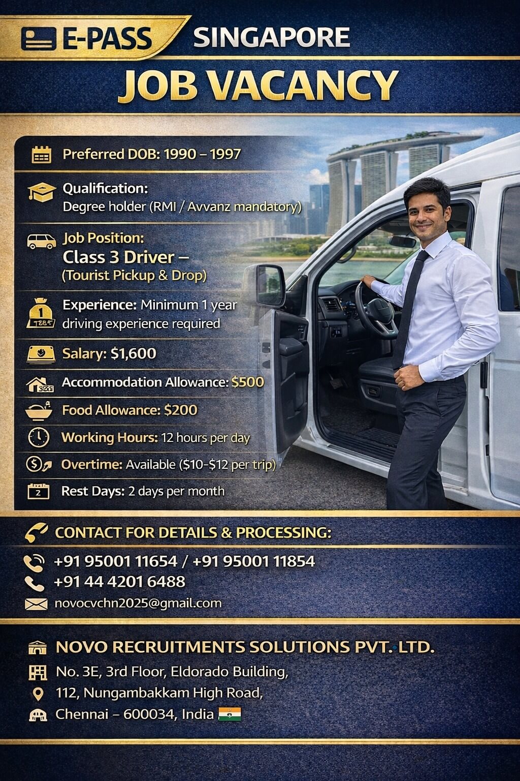 Class 3 Driver (Tourist Pickup & Drop)