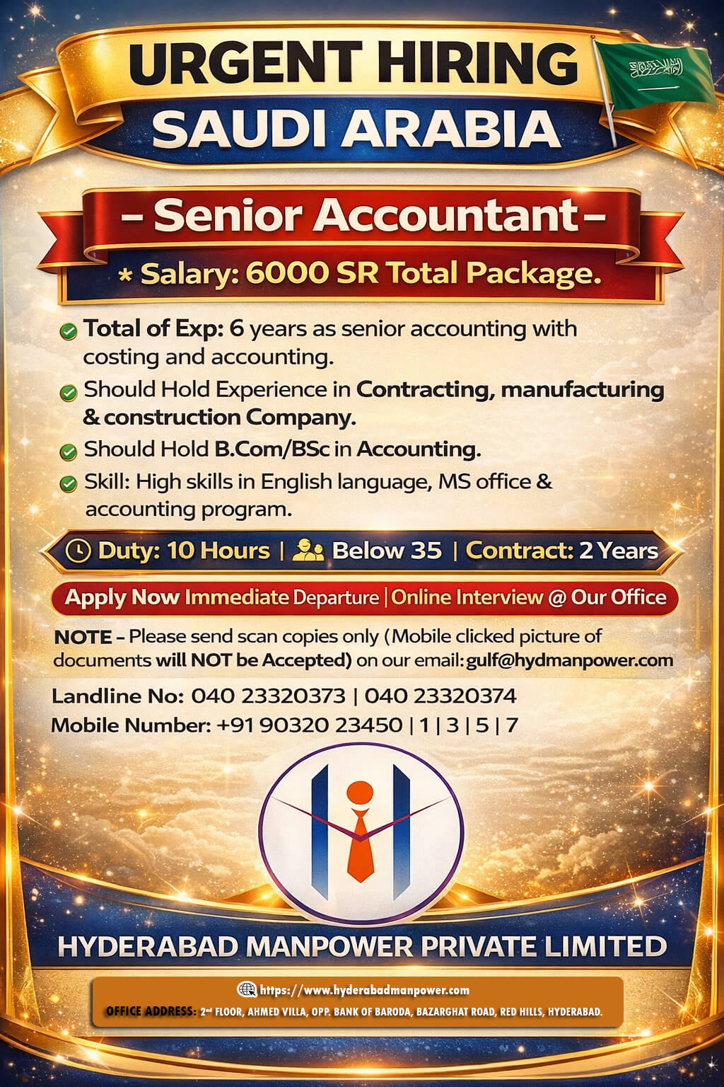 Hiring for Saudi Arabia Hiring for Saudi Arabia