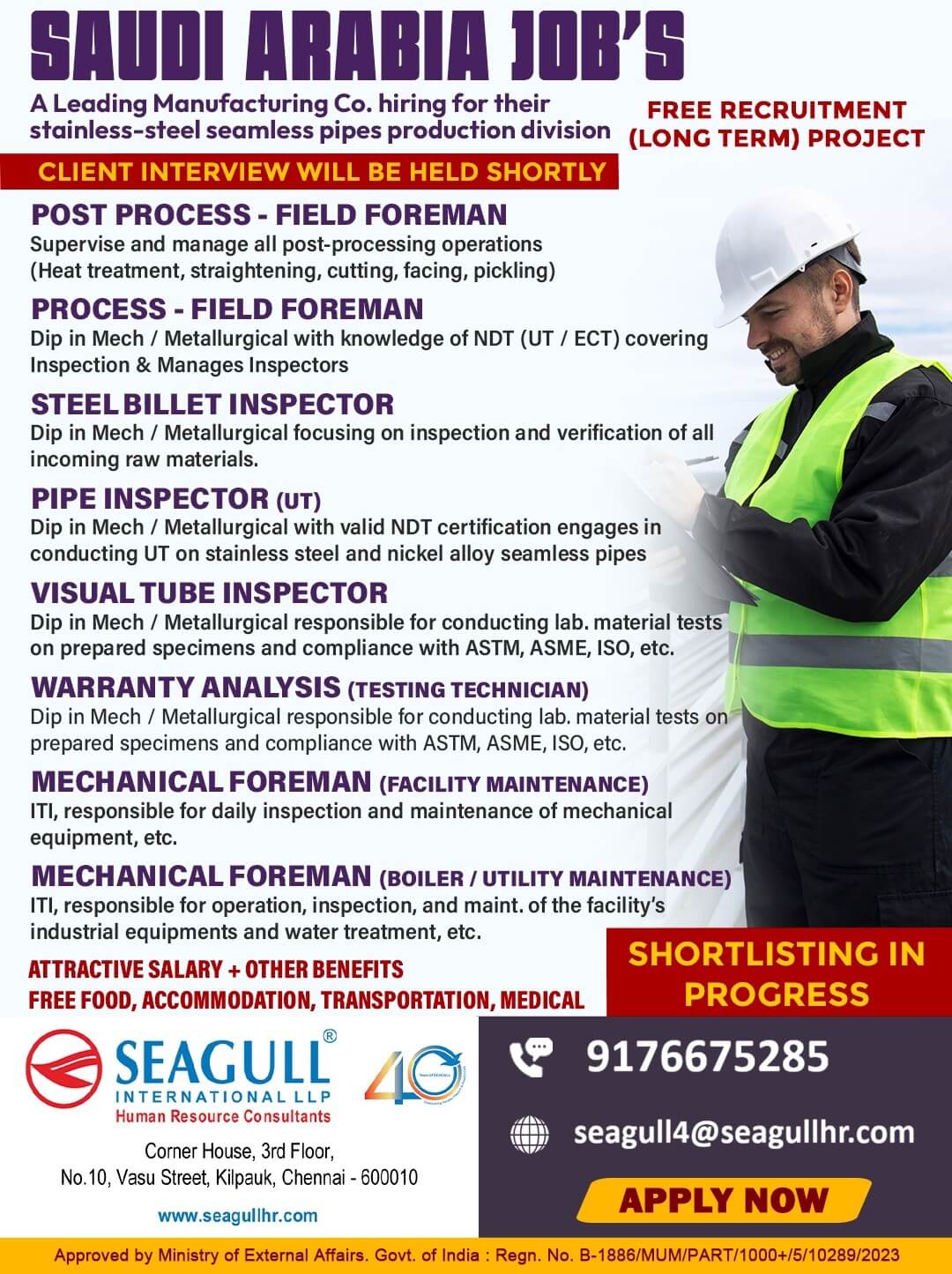 FREE & VERY URGENT REQUIREMENTS FOR SAUDI ARABIA - KSA FREE & VERY URGENT REQUIREMENTS FOR SAUDI ARABIA - KSA