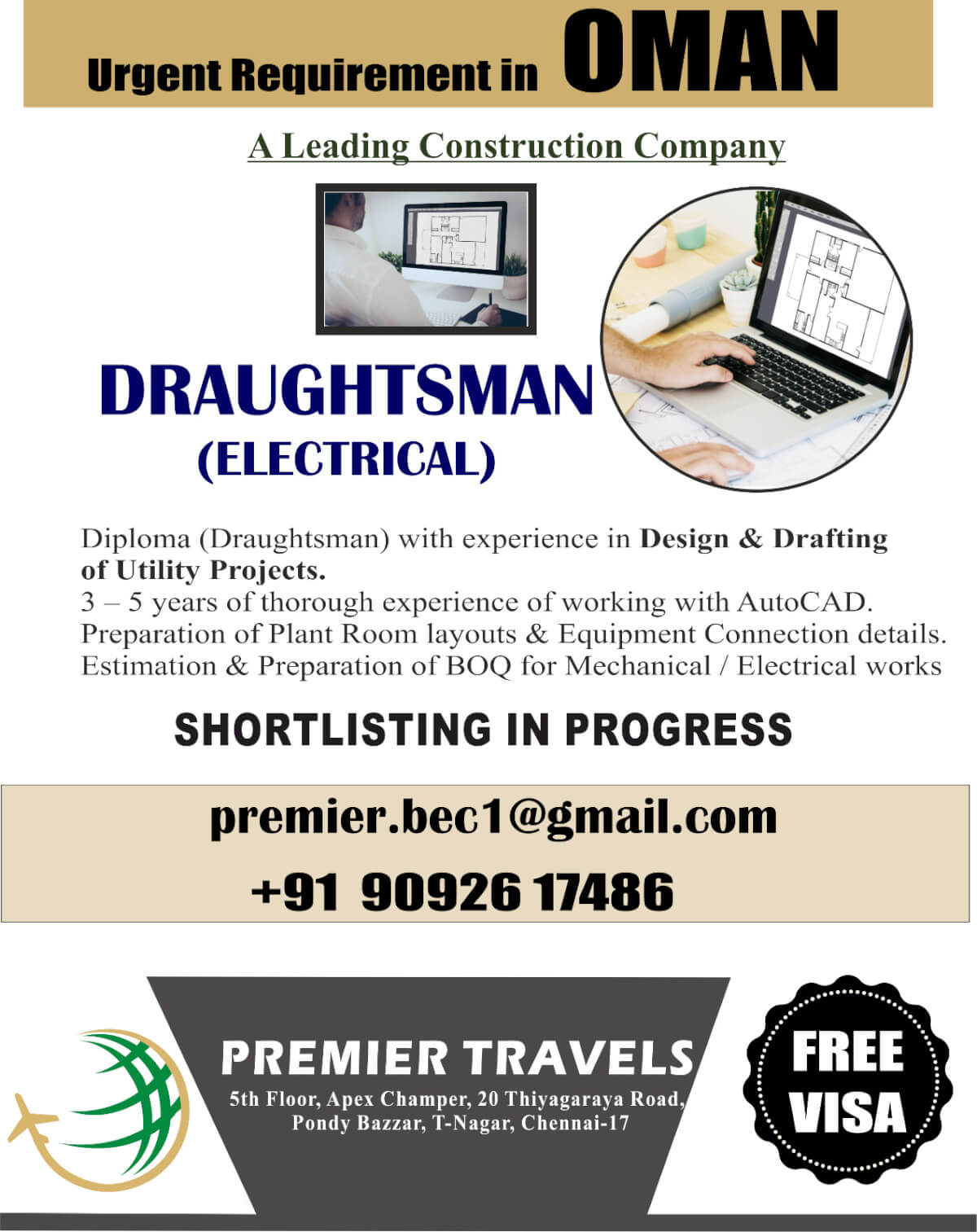 Urgently Requirement For Draughtsman(Electrical)