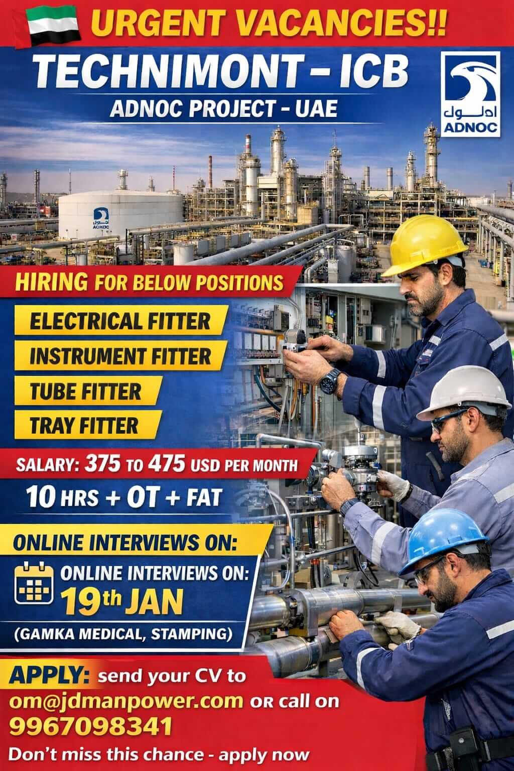 URGENT VACANCIE FOR UAE-Long Term