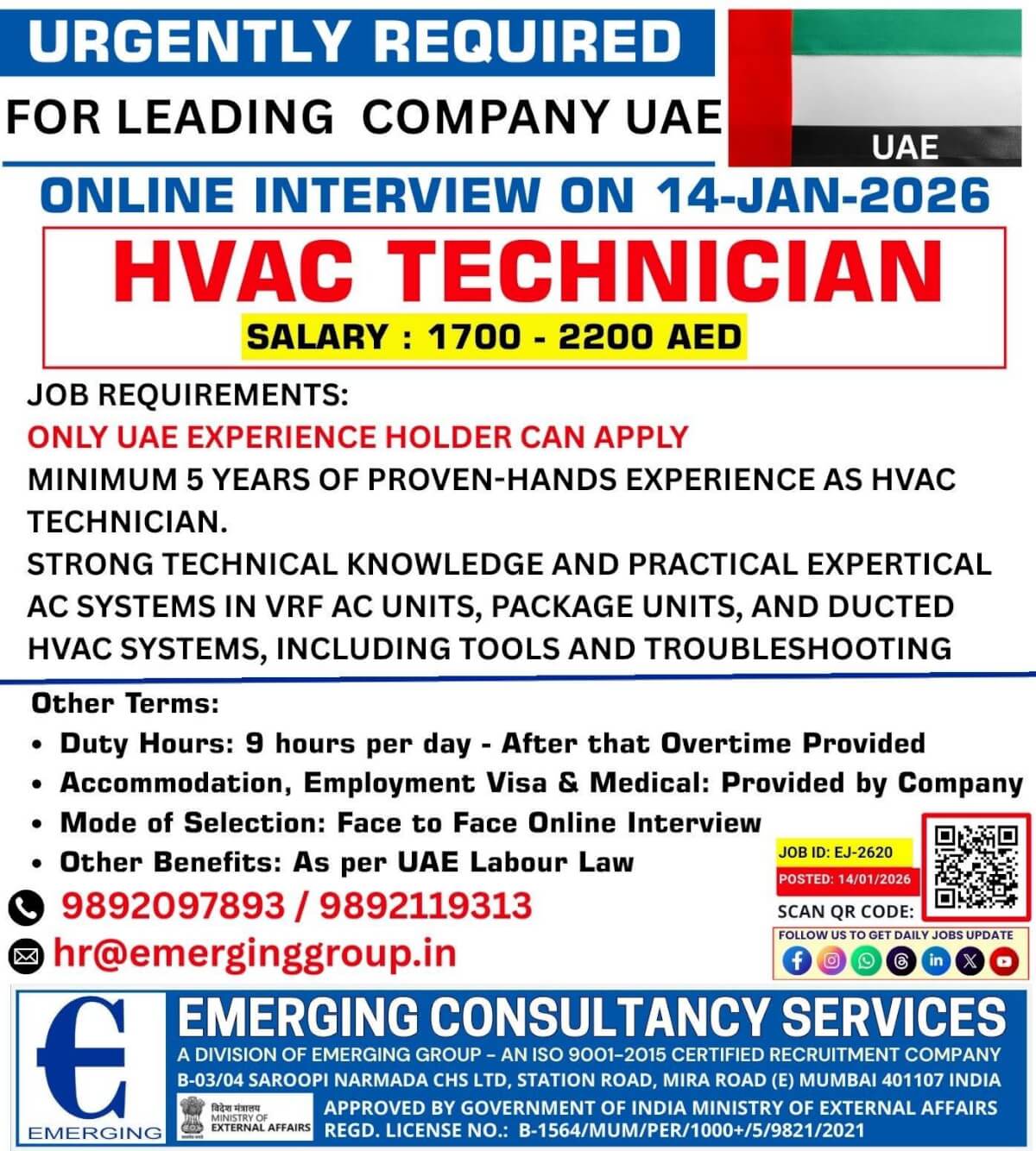 URGENTLY REQUIRED FOR LEADING COMPANY UAE