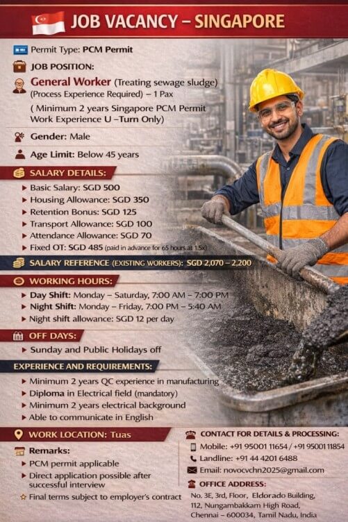 General Worker – Treating Sewage Sludge (Process Experience Required)