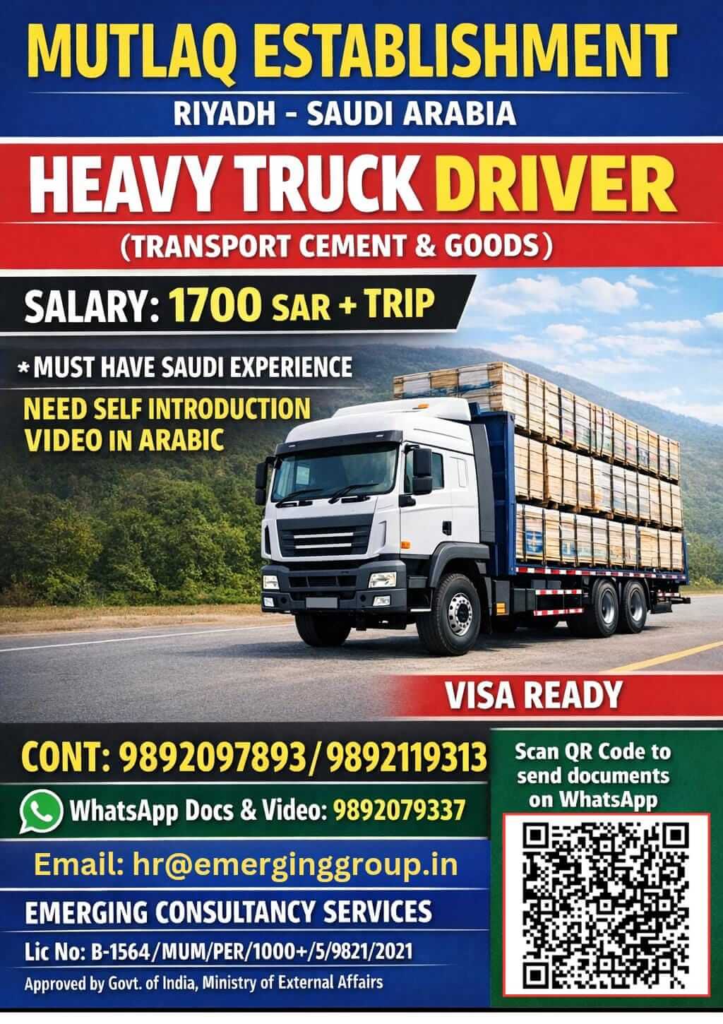 URGENTLY REQUIRED FOR A MUTLAQ ESTABLISHMENT  COMPANY IN SAUDI ARABIA (RIYADH)