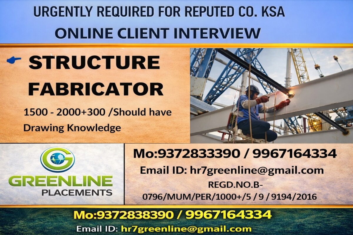 URGENTLY REQUIRED FOR REPUTED CO. KSA