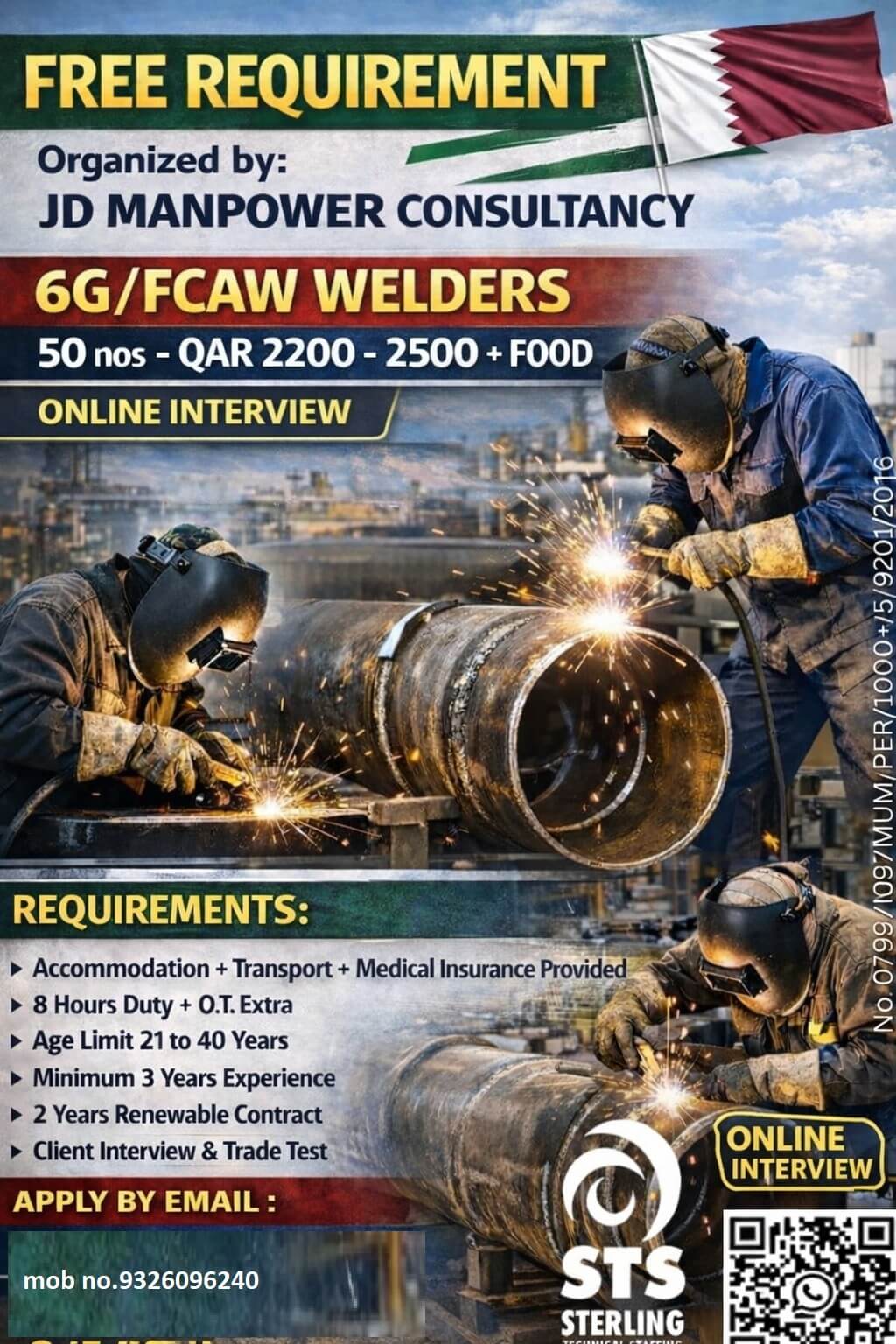 URGENT VACANCY  FOR FCAW / MIG WELDER  IN QATAR