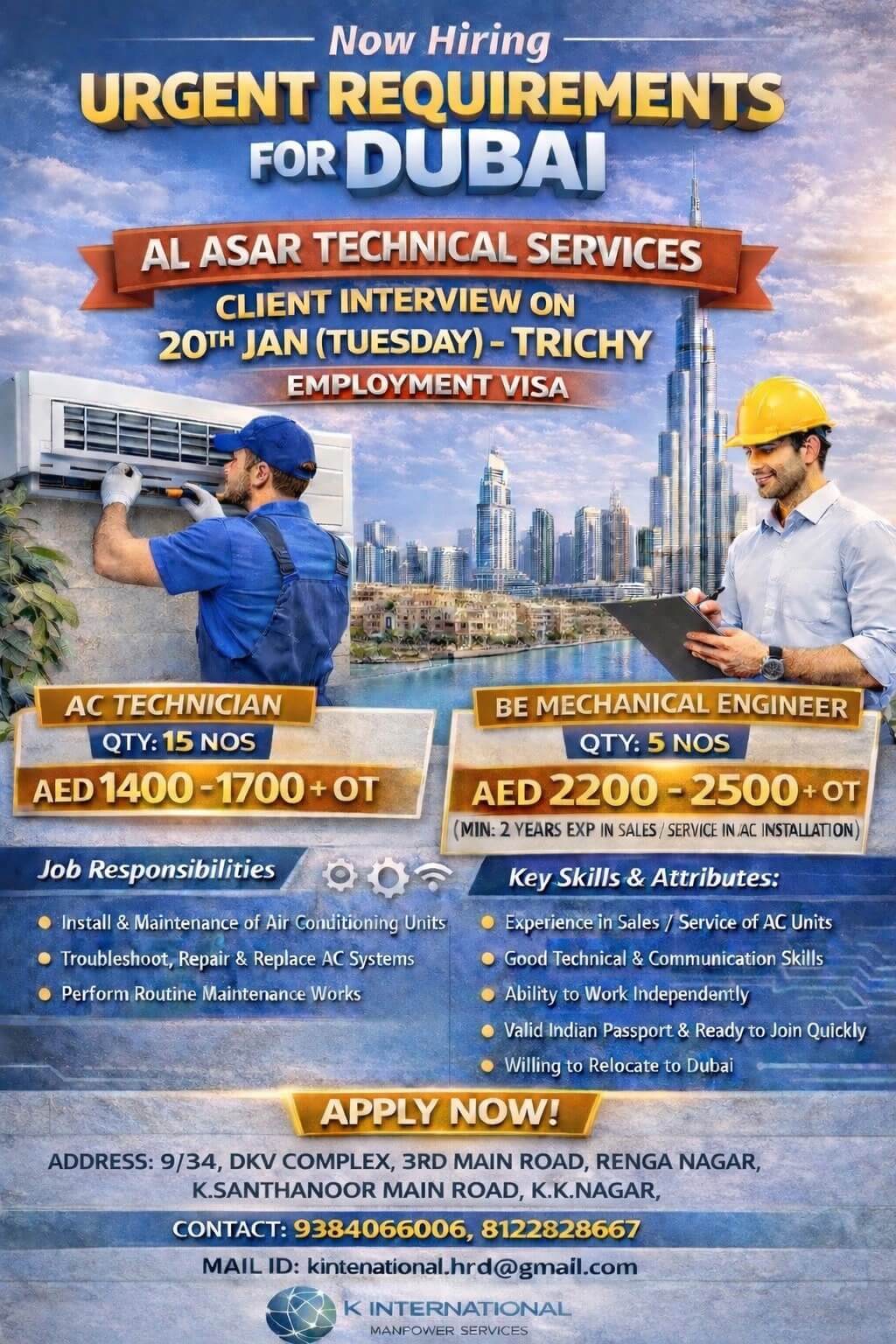 URGENT REQUIRED FOR DUBAI URGENT REQUIRED FOR DUBAI