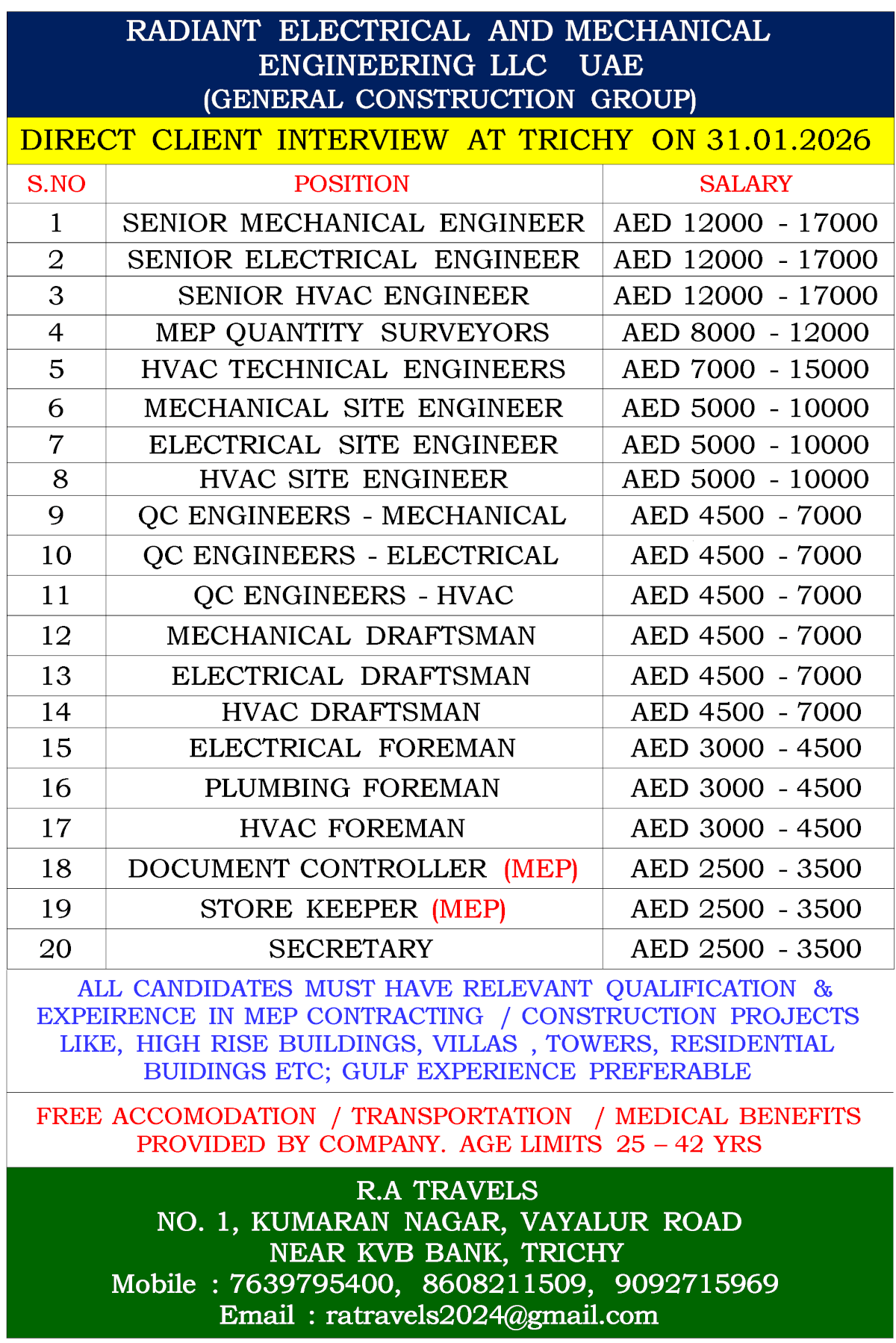 RADIANT ELECTRICAL AND MECHANICAL ENGINEERING LLC   UAE (GENERAL CONSTRUCTION GROUP)