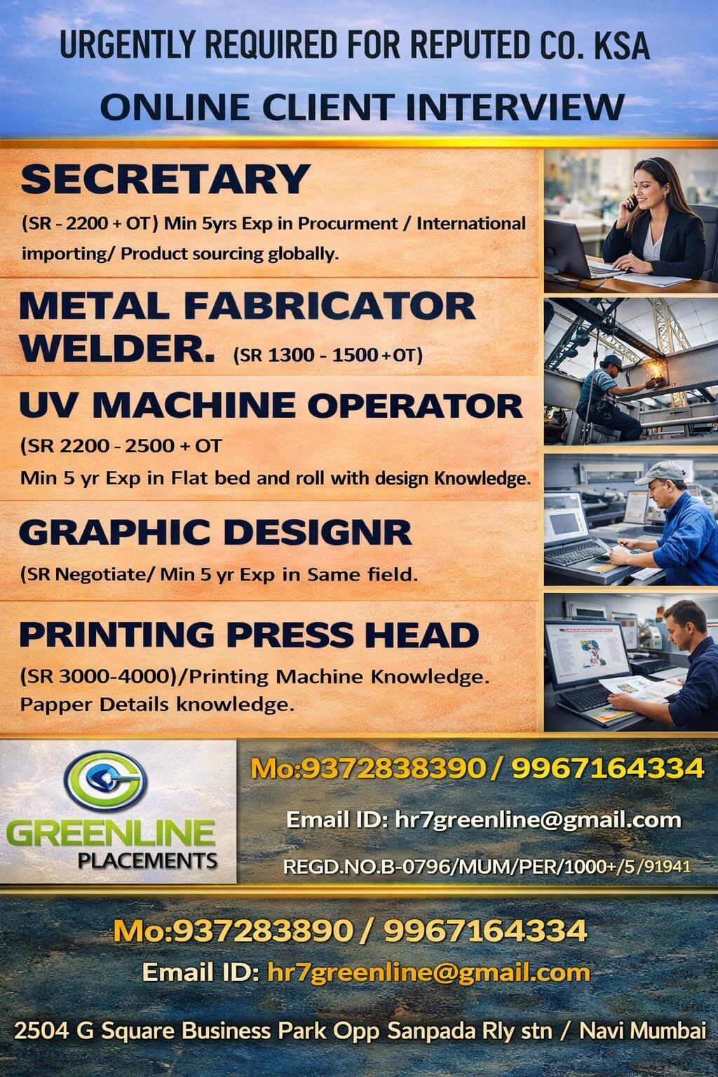 URGENTLY REQUIRED FOR REPUTED CO. KSA