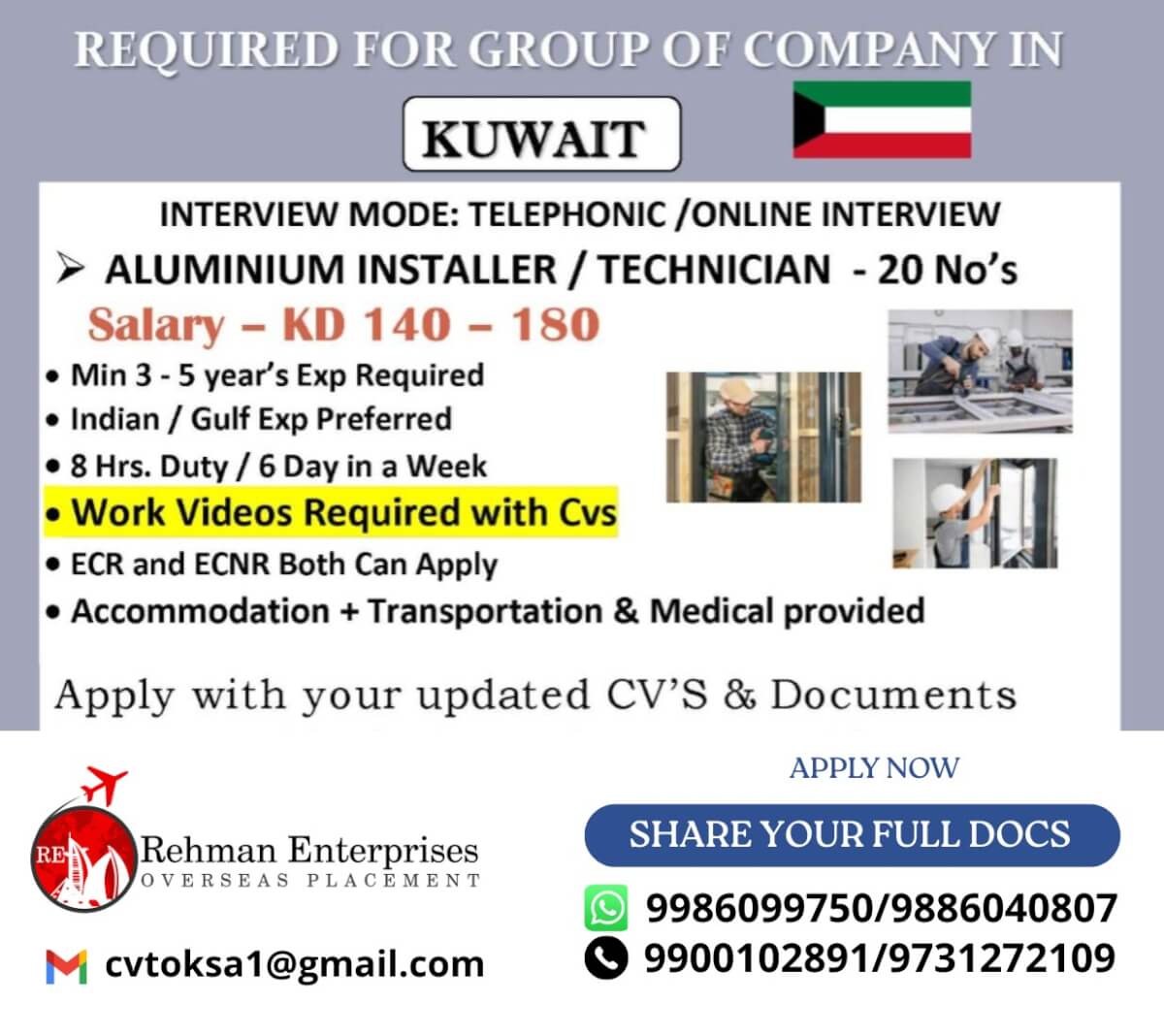 REQUIRED FOR GROUP OF COMPANY IN KUWAIT