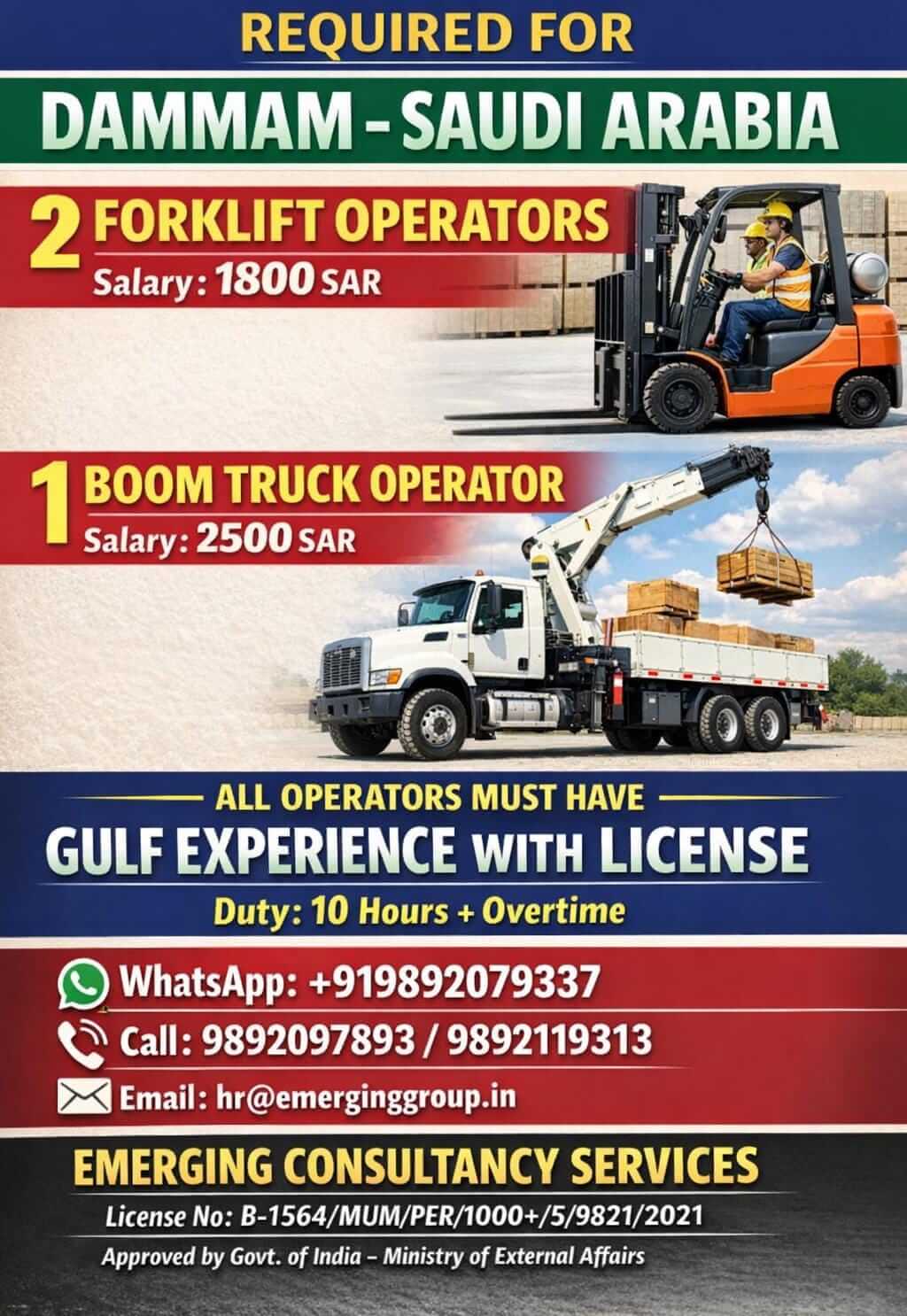 REQUIRED FOR DAMMAM-SAUDI ARABIA REQUIRED FOR DAMMAM-SAUDI ARABIA