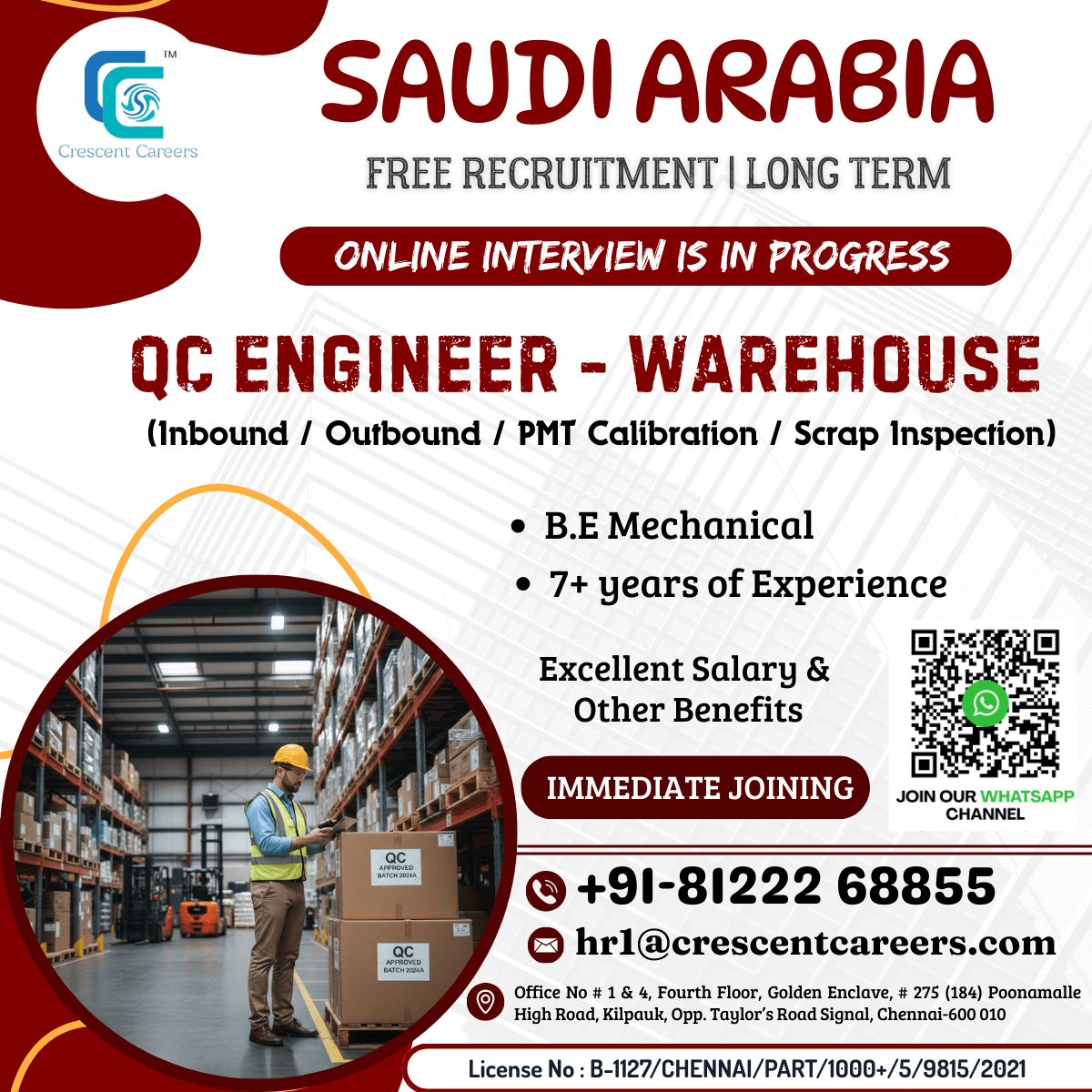 QC ENGINEER - WAREHOUSE