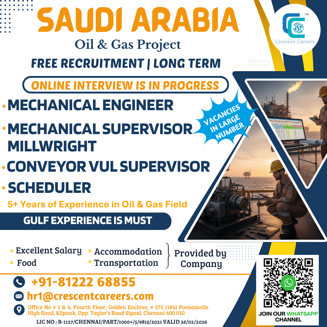 FREE RECRUITMENT - MECHANICAL ENGINEER / SCHEDULER